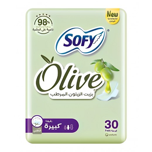 Sofy Slim Sanitary Winged Pads With Olive Oil Large 30 Pads - delivered by Taw9eel Fast