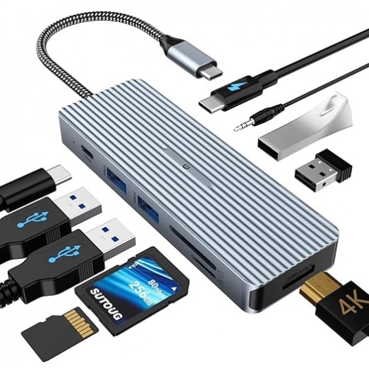 10 in 1 Multiport Hub Data Transfer & Fast Charging 100W By Moxom  - delivered by Taw9eel Fast
