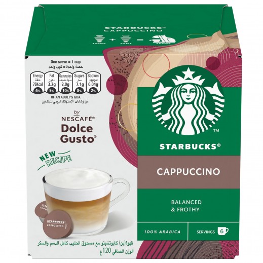 Starbucks Cappuccino By Nescafe Dolce Gusto Coffee Pods Box 120g - delivered by Taw9eel Fast