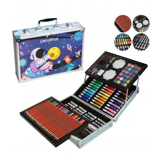 145 Pieces Universe Aluminum Box Coloured Pencils Crayons Oil Pastels - delivered by Taw9eel Fast