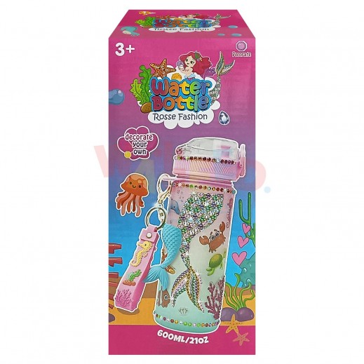 Waleed Mermaid Water Bottle with Stickers 600 ml - 3+ Years - delivered by within 24 Hours 