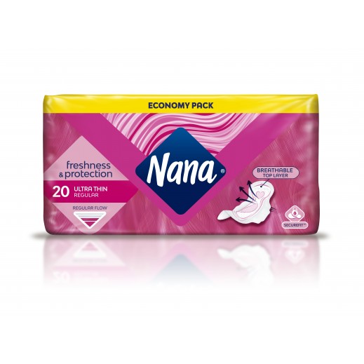 Nana Ultra Thin Sanitary Pads with Normal Wings Duo 2 x 10 Pads - delivered by Taw9eel Fast