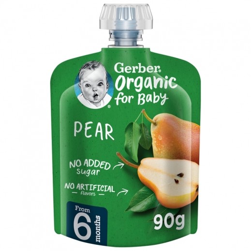Gerber Organic Pear Puree Baby Food 90 g (From 6 Months) - delivered by Taw9eel Fast