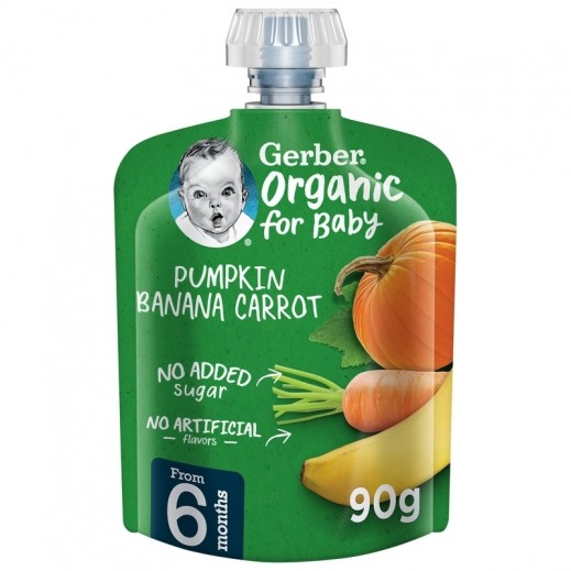 Gerber Organic Pumpkin Banana Carrot Puree Baby Food 90 g (From 6 Months) - delivered by Taw9eel Fast