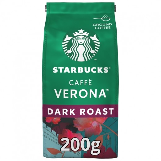 Starbucks Cafe Verona Dark Roast Ground Coffee Pouch 200 g - delivered by Taw9eel Fast