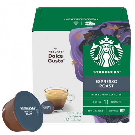 Starbucks Espresso Dark Roast Coffee By Nescafe Dolce Gusto 12 Pods  - delivered by Taw9eel Fast