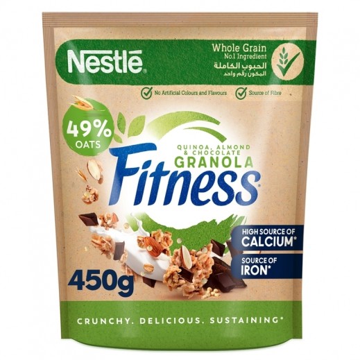 Nestle Fitness Granola with Quinoa Almonds & Chocolate Breakfast Cereals 450 g - delivered by Taw9eel Fast