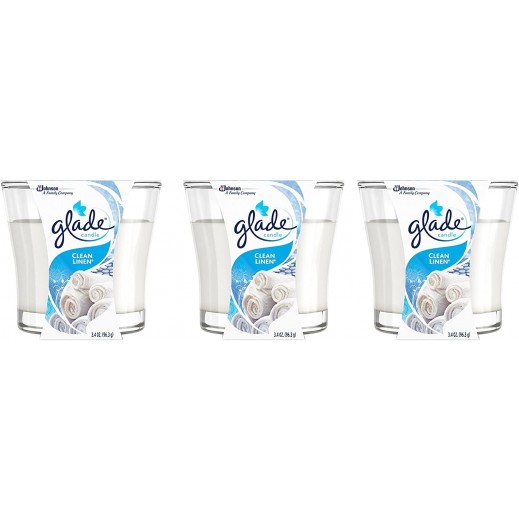 Glade Candle Clean Linen 96.3 g (2 + 1 Free) - delivered by Taw9eel Fast
