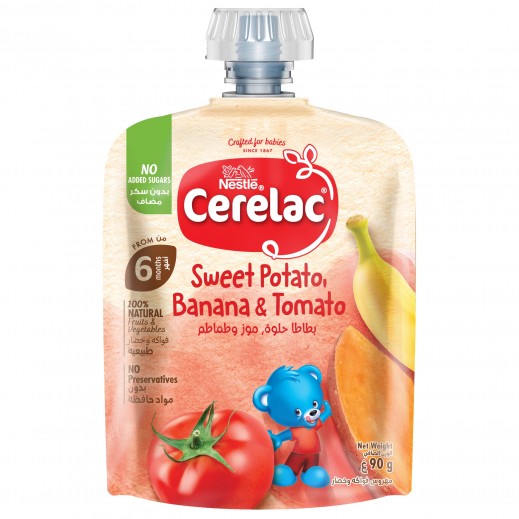 Cerelac Baby's Sweet Potato Banana & Tomato Puree 6+ Months - 90g