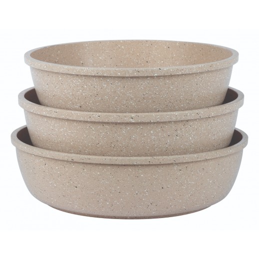 Thermo Ad Aluminium Cast Granite Round Oven Tray 3 Pieces Set (26 -28 -30 cm) - delivered by Silver Star Within 48 Hours 