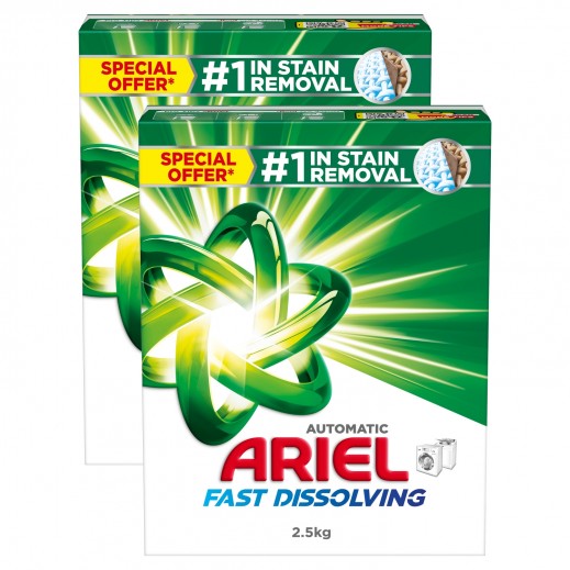 Ariel Original Fast Dissolving Laundry Detergent Powder 2 x2.5 Kg
