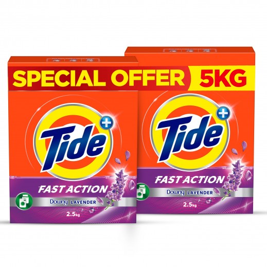 Tide Fast action Laundry Detergent Powder with Lavender, 2.5 KG Dual Pack