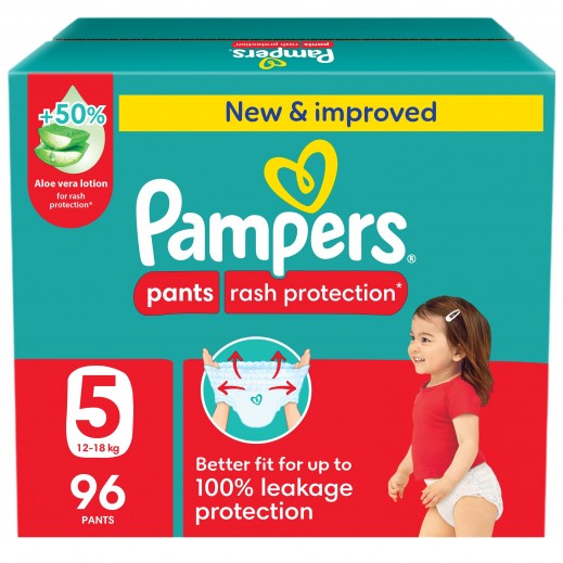 Pampers Rash Protection Baby Pants 96 Diapers Size 5 (12-18 Kg)