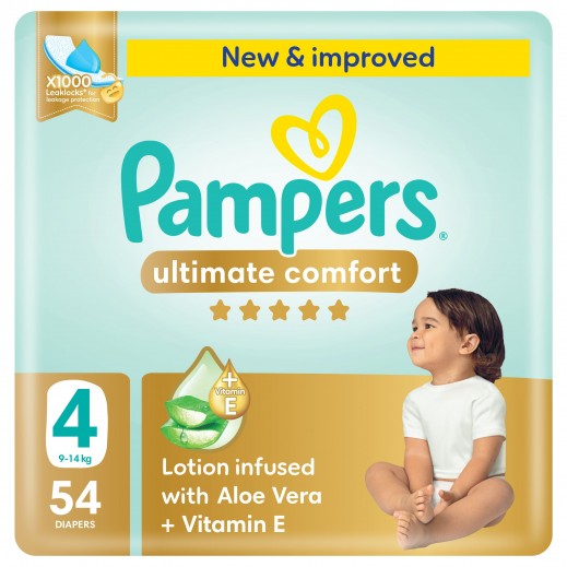 Pampers Baby Ultimate Comfort Taped Diapers 54 Diapers Size 4 (9-14 Kg)