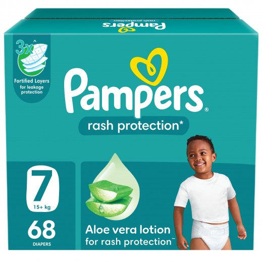Pampers Rash Protection Taped Baby Diapers 68 Diapers Size 7 (17+Kg)