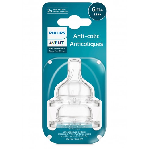 Philips Avent Anti-Colic Teat Flow T4 +6 Months - 2 Pieces