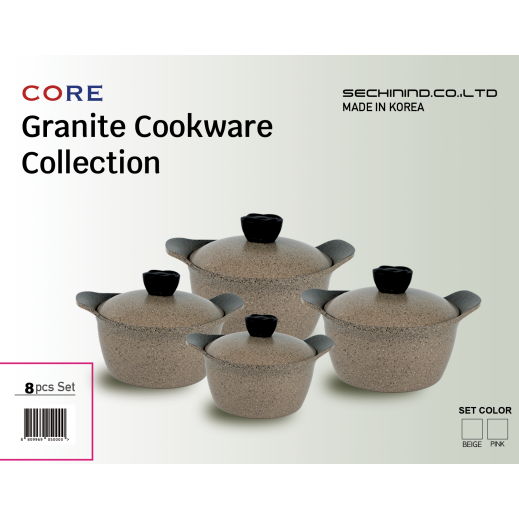 Lacena Core Granite Cookware Beige Set - 8 Pieces - delivered by Gogaes Trading Co Delivery within 3 Working Days