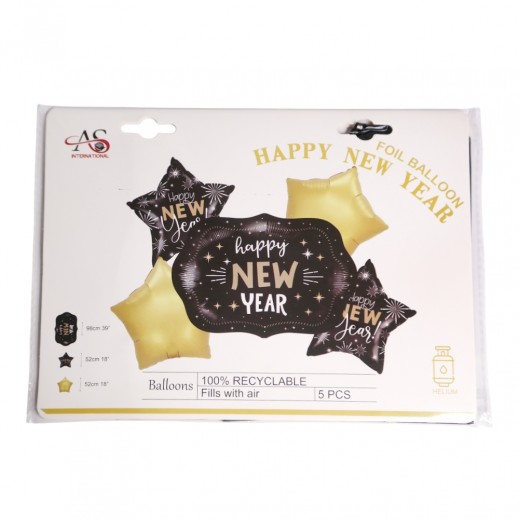 5 Pcs New Year Balloon Bouquet - delivered by Taw9eel Fast