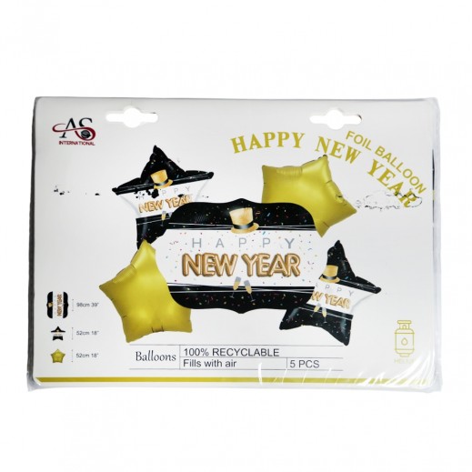 5 Pcs New Year Balloon Bouquet - delivered by Taw9eel Fast