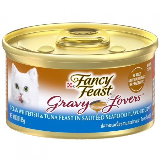 Purina Fancy Feast Classic Pate Ocean Whitefish & Tuna Feast Gourmet Cat Food 85 g - delivered by Taw9eel Fast