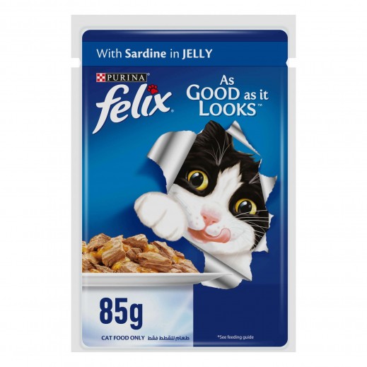Purina Felix Adult Cat Food with Sardine in Jelly 85 g - delivered by Taw9eel Fast