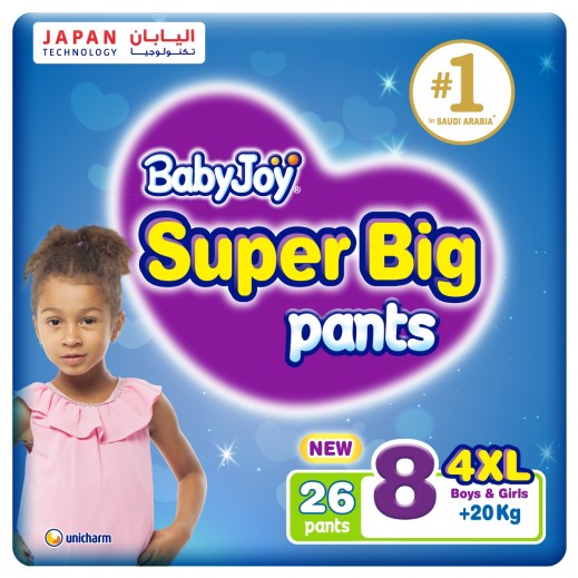 Babyjoy Super Big Pants Unisex Size 8 (20+ Kg) 4XL 26 Pieces - delivered by Taw9eel Fast