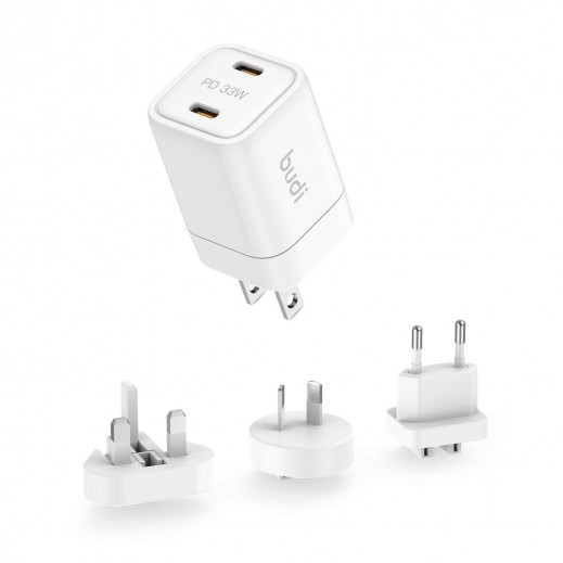 33W Dual Usb-C Pdmini Gan Wall Charger By Budi - delivered by Taw9eel Fast
