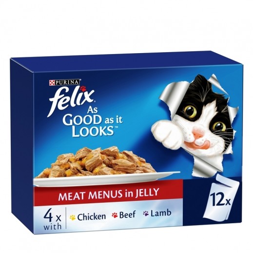 Purina Felix As Good As It Look Meat Menus In Jelly 12 x 85 g - delivered by Taw9eel Fast