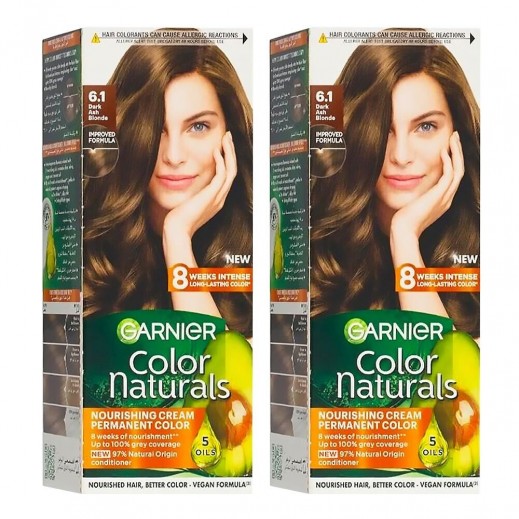 Garnier Color Naturals 6.1 Dark Ash Blonde Hair Color Twin Pack  - delivered by Taw9eel Fast