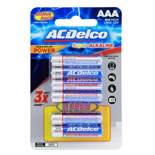 AC Delco Alkaline AAA  Batteries 4+2 Free - delivered by Taw9eel Fast