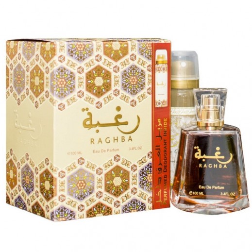 Lattafa Raghba For Him EDP 100 ml + Deodorant 50 ml - delivered by Taw9eel Fast