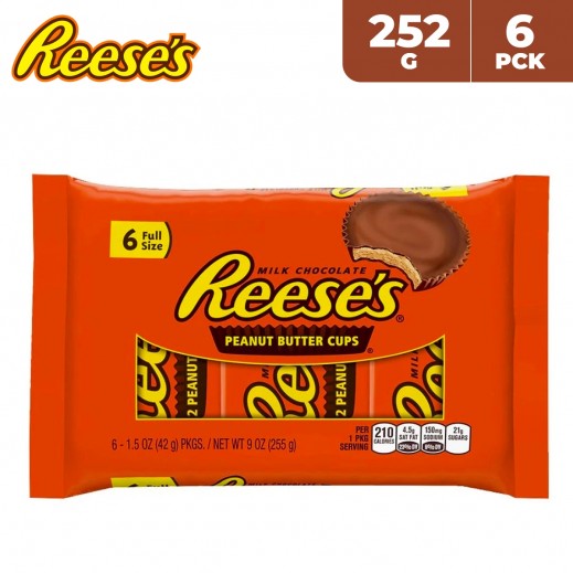 Reese’s Peanut Butter Cups Milk Chocolate 6 Packs 252 g - delivered by Taw9eel Fast