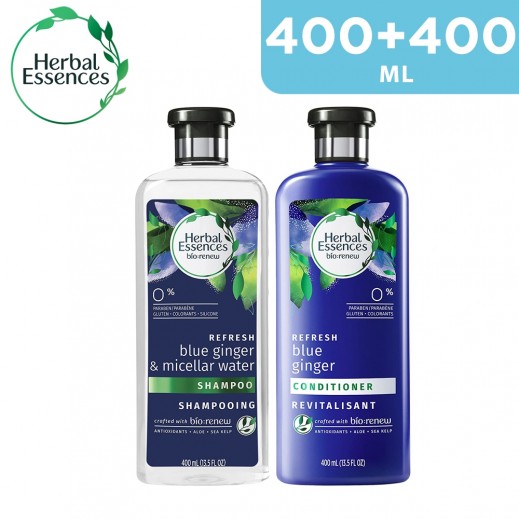 Herbal Essences Micellar Water & Blue Ginger Shampoo 400 ml + Conditioner 400 ml - delivered by Taw9eel Fast