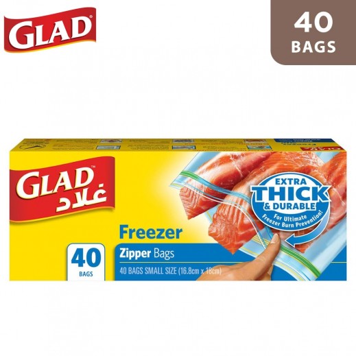 Glad Zipper Freezer 16.8 × 18 cm -  40 Bags - delivered by Taw9eel Fast