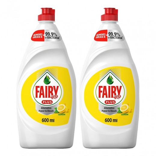 Fairy Plus Lemon Dishwashing Liquid 2 x 600 ml