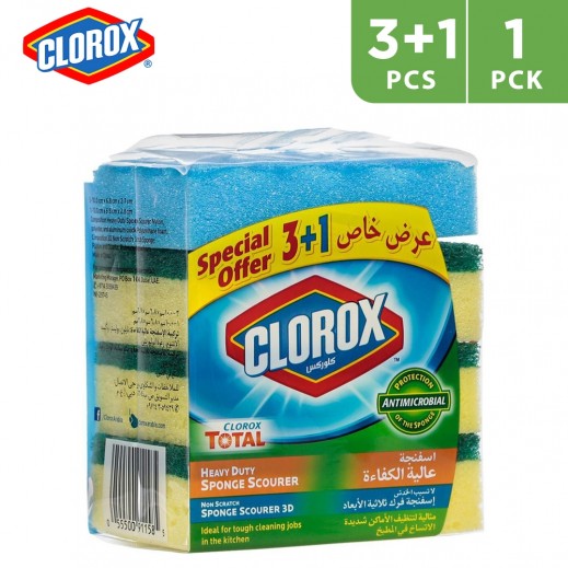 Clorox Heavy Duty Sponge Scourer - 3 + 1 Free