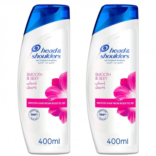 Head & Shoulders Smooth & Silky Anti-Dandruff Shampoo (2 x 400 ml) - delivered by Taw9eel Fast