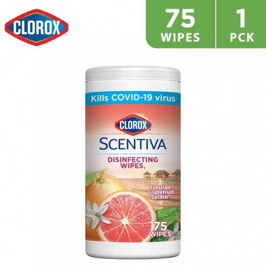 Clorox Scentiva Grapefruit Disinfecting Wipes 75 Wet Wipes - delivered by Taw9eel Fast