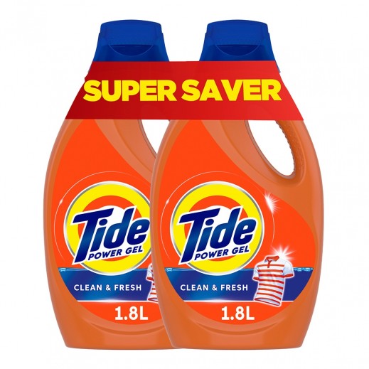 Tide Clean & Fresh Laundry Detergent Power Gel 2 x 1.8 L - delivered by Taw9eel Fast