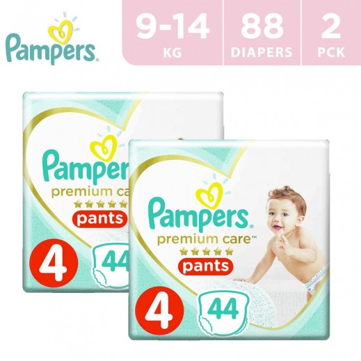 Pampers Premium Care 44 Pants Size 4 - 9-14 kg (2 Packs)   - delivered by Taw9eel Fast