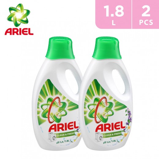 Ariel Clean & Fresh Liquid Detergent 2 x 1.8 L - delivered by Taw9eel Fast