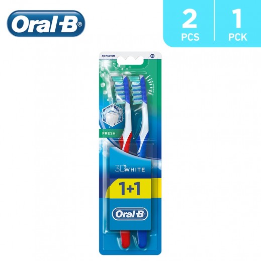 Oral-B Toothbrush Adv 3D Fresh Medium 1+1 Assorted Colours - delivered by Taw9eel Fast