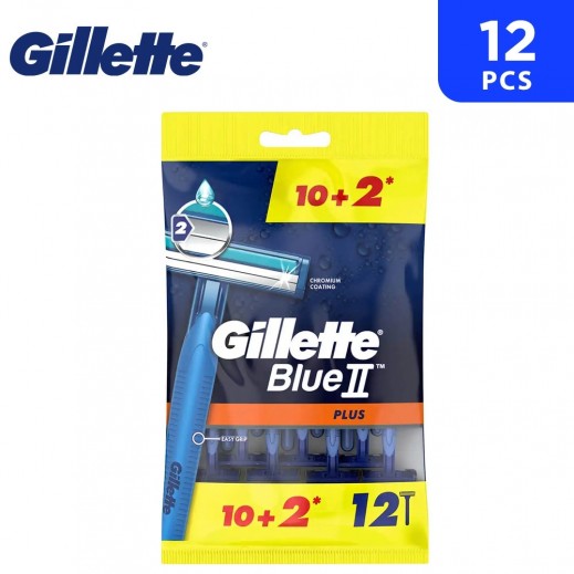 Gillette Blue II Plus Disposable Razor 10 + 2 Free - delivered by Taw9eel Fast