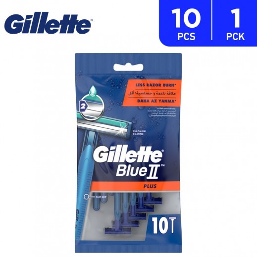 Gillette Blue II Plus Disposable Razors (10 Pcs)