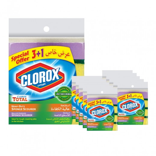 Clorox Heavy Duty Sponge Scourer 3 + 1 Free - 10 Packs