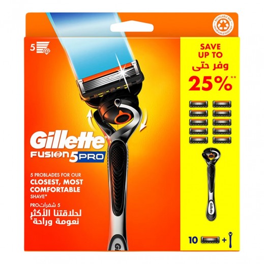 Gillette Fusion5 Pro Refillable Razor - 1 Handle + 10 Blades
