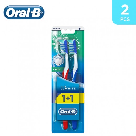 Oral-B Tooth Brush Adv 3D Fresh 40 Medium 1+1 Assorted Colours