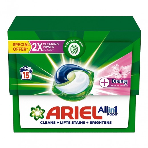 Ariel Touch of Floral Breeze Downy All in 1 Detergent Pods 15 x 20.5 g 