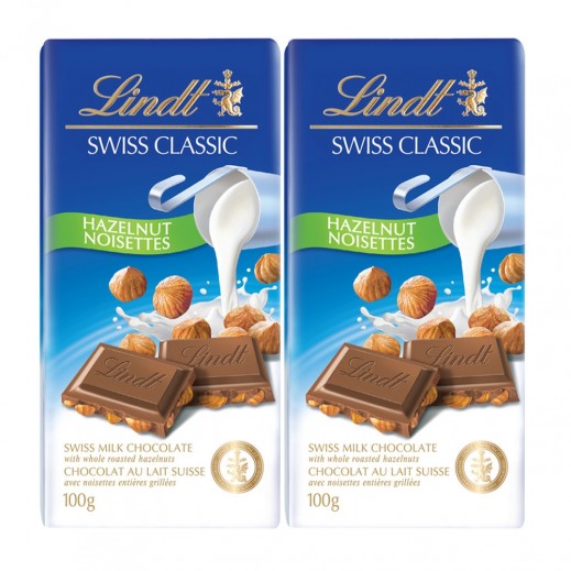 Lindt Milk Hazelnut Chocolate 2 x 100 g