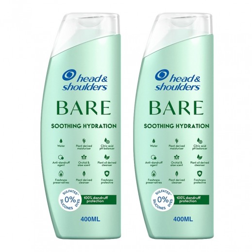 Head & Shoulders Bare Soothing Hydration Shampoo 2 x 400ml